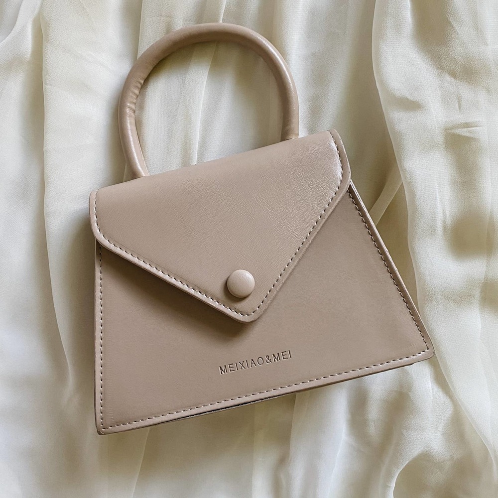 Beige Top-Handle Women's Triangle Crossbody Bag